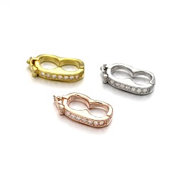 Mixed Color Rack Plating Brass Micro Pave Cubic Zirconia Twister Clasps, Lead Free & Cadmium Free, Mixed Color, 19x9.5x3mm