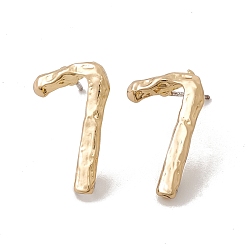 Number Серьги-гвоздики из латуни с 925 серебряными булавками для женщин, кол. 7, 19x11 мм, штифты : 0.7 мм