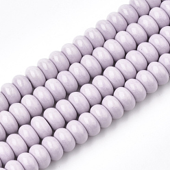 Lilac Natural Agate Beads Strands, Dyed, Rondelle, Lilac, 7.5~8x4.5mm, Hole: 1mm, about 90pcs/strand, 15.7 inch