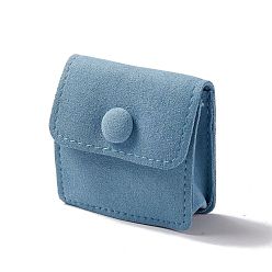 Bleu Bleuet Pochettes en velours rectangle, avec fermoir fer, sacs de rangement de bijoux, pour bagues & colliers & porte-bracelets, bleuet, 6.2x6x1.1 cm