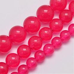 Cerise Natural & Dyed Malaysia Jade Bead Strands, Round, Cerise, 6mm, Hole: 0.8mm, about 64pcs/strand, 15 inch