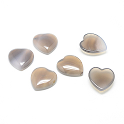 Natural Agate Natural Grey Agate Cabochons, Heart, 15x18x6mm