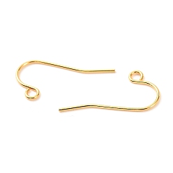 Real 18K Gold Plated Brass Earring Hooks, with Horizontal Loop, Long-Lasting Plated, Real 18K Gold Plated, 11.5x22.5x0.7mm, Hole: 1.8mm, 21 Gauge, Pin: 0.7mm