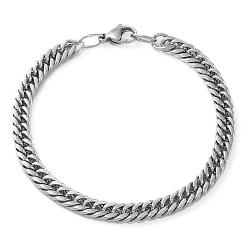 Couleur Acier Inoxydable 304 bracelet chaîne à maillons cubains en acier inoxydable pour hommes femmes, couleur inox, 8-1/4 pouce (21 cm)