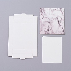 Blanco Cajas de papel kraft y tarjetas de exhibición de joyas de collar, cajas de embalaje, con patrón de textura de mármol, blanco, tamaño de caja plegada: 7.3x5.4x1.2 cm, tarjeta de presentación: 7x5x0.05 cm
