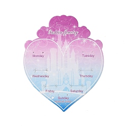 Violet Gradient Color Heart Earring Display Cards, with Week, Violet, 15.55x12.9x0.04cm, Hole: 1.5mm