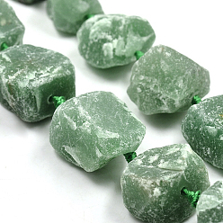 Green Aventurine Nuggets Natural Green Aventurine Beads Strands, 17~38x16~30mm, Hole: 2mm, about 14~15pcs/strand, 15.7 inch