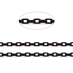Electrophoresis Black 304 Stainless Steel Cable Chains, Diamond Cut Thin Chains, Soldered, Faceted, with Spool, Oval, Electrophoresis Black, 1.5x0.9x0.2mm, about 32.8 Feet(10m)/roll