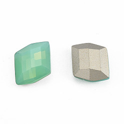 Chrysolite K9 Glass Rhinestone Cabochons, Pointed Back & Back Plated, Faceted, Parallelogram, Chrysolite, 12x10.5x5.5mm