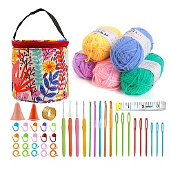 Mixed Color DIY Doll Handmade Knitting Leaf Pattern Bag Sets, Crochet Hook Set, Special Yarn Material, Mixed Color, 14.5x14cm
