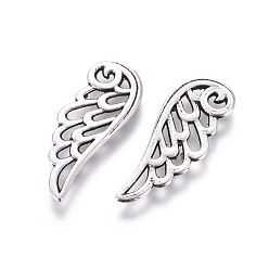 Antique Silver Tibetan Style Alloy Pendants, Wing, Cadmium Free & Nickel Free & Lead Free, Antique Silver, 24x9.5x1.5mm, Hole: 1.5mm