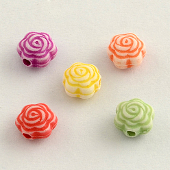 Mixed Color Craft Style Acrylic Beads, Flower, Mixed Color, 7.5x5mm, Hole: 2mm, about 2800pcs/500g