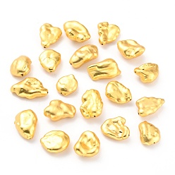 Gold Pearl Beads, with Golden Brass Findings, Nuggets, Gold, 13~19x11~13x4.5~8mm, Hole: 0.7mm