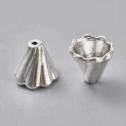 Antique Silver Tibetan Style Bead Cone, Cadmium Free & Lead Free, Flower, Antique Silver, Size: about 13mm long, 12mm wide, hole: 2mm, Inner Diameter: 9.5mm, 410pcs/1000g