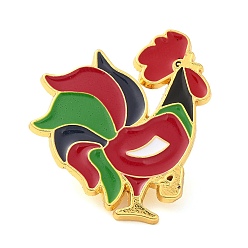 Red Rooster Enamel Pins, Golden Plated Alloy Badge for Backpack Clothes, Red, 31x26.5x1.5mm