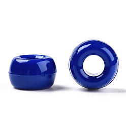 Azul Medio Cuentas de plástico opaco, barril, azul medio, 9x6 mm, agujero: 3.8 mm, Sobre 1950 unidades / 500 g