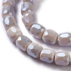Gris Foncé Plaquer les perles de verre opaques, tonneau à facettes, gris foncé, 10x10mm, Trou: 1mm