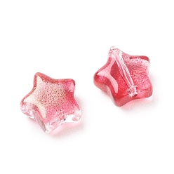 Rouge Perles en verre electroplate, étoiles, rouge, 8.5x8.5x4mm, Trou: 1mm