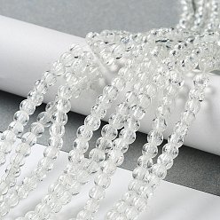 Clear Spray Painted Crackle Glass Beads Strands, Round, Clear, 4mm, Hole: 1.1~1.3mm, about 200pcs/strand, 31.4 inch