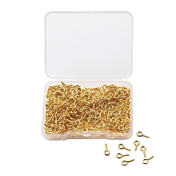Golden Iron Screw Eye Pin Peg Bails, For Half Drilled Beads, Golden, 10x5x1.2mm, Hole: 2.8mm, 300pcs/box