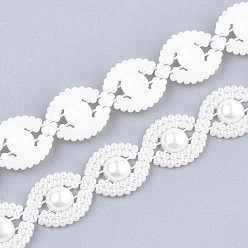 Marfil Hilo de guirnalda de cuentas de perlas de imitación de plástico abs, ideal para cortina de puerta, decoración de la boda diy material, blanco cremoso, 13x3 mm, 10 yardas / rodillo