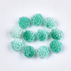Vert De Mer Clair Perles de corail synthétiques, teint, fleur de lotus, vert de mer clair, 10x11x6.5mm, Trou: 1.2mm