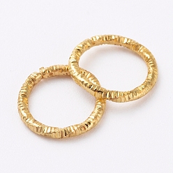 Oro Anillos de salto con textura de hierro, anillos del salto abiertos, para la fabricación de la joyería, dorado, 10x1 mm, 18 calibre, diámetro interior: 7.5 mm, sobre 1900~2000 unidades / bolsa
