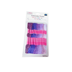 Medium Purple 12 Skeins 12 Colors 6-Ply Polyester Embroidery Floss, Cross Stitch Threads, Gradient Color, Medium Purple, 0.4mm, about 8.75 Yards(8m)/Skein