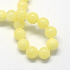 Jaune Champagne Jade jaune brins de pierres précieuses perles teints naturels, ronde, jaune champagne, 6mm, Trou: 1mm, Environ 66 pcs/chapelet, 15.7 pouce
