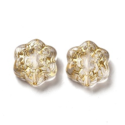 Clair Transparent perles acryliques de placage, métal doré enlaça, fleur, clair, 18.5x17x6.5mm, Trou: 1.5mm, environ315 pcs / 500 g