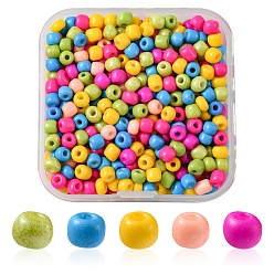 Color mezclado 55 g 6/0 perlas de semillas de vidrio de pintura para hornear, agujero redondo, rondo, color mezclado, 4~5x2.5~4.5 mm, agujero: 1.2 mm