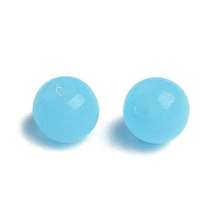Bleu Ciel Clair Fluorescence perles acryliques morceaux, ronde, lumière bleu ciel, 20mm, trou: 2~3 mm, environ 105 pcs / 500 g