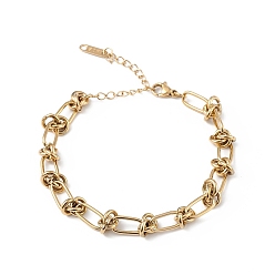 Oro Chapado en iones (ip) 304 pulseras de cadena de eslabones ovalados y nudos de acero inoxidable para hombres y mujeres, dorado, 6-1/2 pulgada (16.5 cm)