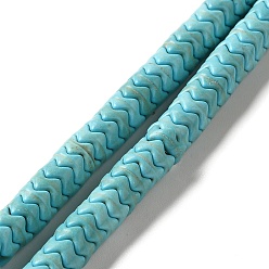 Turquoise Synthetic Turquoise Dyed Beads Strands, Wavy Shape, Turquoise, 6.5x3mm, Hole: 1.2mm, about 134pcs/strand, 15.08''(38.3cm)