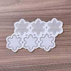White DIY Snowflake Lollipop Making Food Grade Silicone Molds, Candy Molds, for Edible Cake Topper Making, 6 Cavities, Christmas Theme, White, 100x175x4mm, Inner Diameter: 50x42.5mm, Fit for 2mm Stick