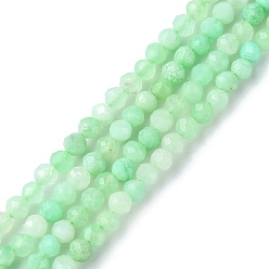 Crisoprasa Hebras naturales de perlas de crisoprasa, facetados, rondo, 3 mm, agujero: 0.7 mm, sobre 130~140 unidades / cadena, 15.35~15.47 pulgada (39~39.3 cm)