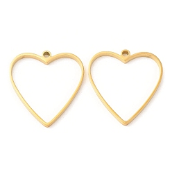 Real 18K Gold Plated 304 Stainless Steel Open Back Bezel Heart Pendants, For DIY UV Resin, Epoxy Resin, Pressed Flower Jewelry, Real 18K Gold Plated, 32x30x3mm, Hole: 2.2mm, Inner Diameter: 26x28mm