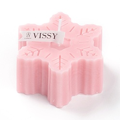 Pink Snowflake Shaped Aromatherapy Smokeless Candles, with Box, for Wedding, Party, Votives, Oil Burners and Christmas Decorations, Pink, 7.3x6.3x3.4cm