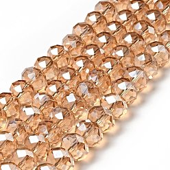 Chameau Perles de verre faites à la main, facettes rondelle, chameau, 10x7mm, trou: 1mm, environ 70~72 pcs/chapelet