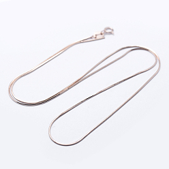 Rose Gold 925 Sterling Silver Chain Necklaces, with Spring Ring Clasps, with 925 Stamp, Rose Gold, 18 inch(45cm), Pin: 0.8mm