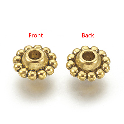 Antique Golden Tibetan Style Spacer Beads, Lead Free & Cadmium Free, Flower, Antique Golden Color, 9x5mm, Hole: 2mm