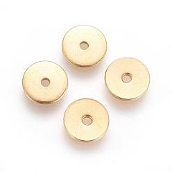 Oro Revestimiento iónico (ip) 304 cuentas espaciadoras de acero inoxidable, disco, dorado, 6x0.7 mm, agujero: 1.1 mm