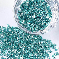 Light Sea Green Plated Glass Seed Beads, For Nail Art Decoration Accessories, No Hole/Undrilled, Chips, Light Sea Green, 2~7x1~5x0.5~2mm, about 450g/bag