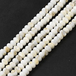 Beige Cuentas de concha de perla natural hebras, Rondana plana, crema, 5x3 mm, agujero: 0.9 mm, sobre 114~115 unidades / cadena, 15.31~15.43'' (38.9~39.2 cm)