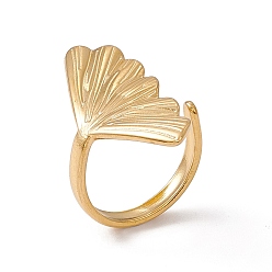 Настоящее золото 18K Ионное покрытие (ip) 304 манжетное кольцо из нержавеющей стали в форме раковины для женщин, реальный 18 k позолоченный, размер США 6 1/4 (16.7 мм)