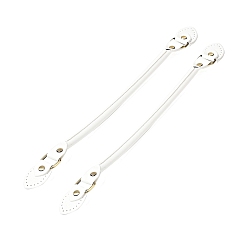 White Leaf End Microfiber Leather Sew on Bag Handles, with Alloy Studs & Iron Clasps, Bag Strap Replacement Accessories, White, 39.5x3.15x1.25cm