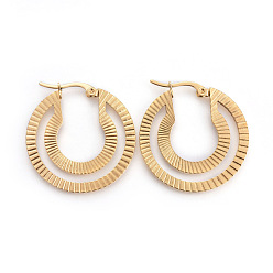 Golden 201 Stainless Steel Hoop Earrings, with 304 Stainless Steel Pin, Hypoallergenic Earrings, Ring, Golden, 31x30x1.5mm, Pin: 1mm