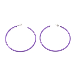 Lilac Baking Paint 201 Stainless Steel Half Hoop Earrings, Half Hoop Earrings, with Ear Nuts, Ring, Lilac, 58mm, Pin: 0.5mm