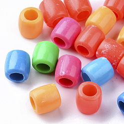 Mixed Color Opaque Polystyrene(PS) Plastic European Beads, Large Hole Beads, Column, Mixed Color, 11.5x11mm, Hole: 6mm, about 500pc/500g
