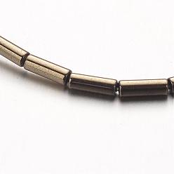 Antique Bronze Plated Electroplate Non-magnetic Synthetic Hematite Bead Strands, Tube, Antique Bronze Plated, 8x4mm, Hole: 1mm, about 51pcs/strand, 15.7 inch